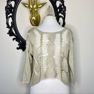 LOVE Stone Colored Crochet Sweater